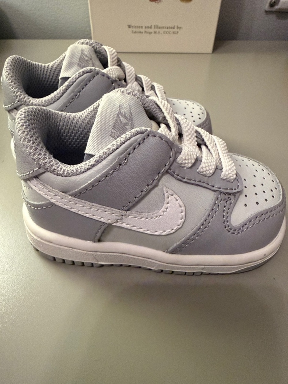 Nike Kids Light Gray and White Dunks Low-Top Sneakers